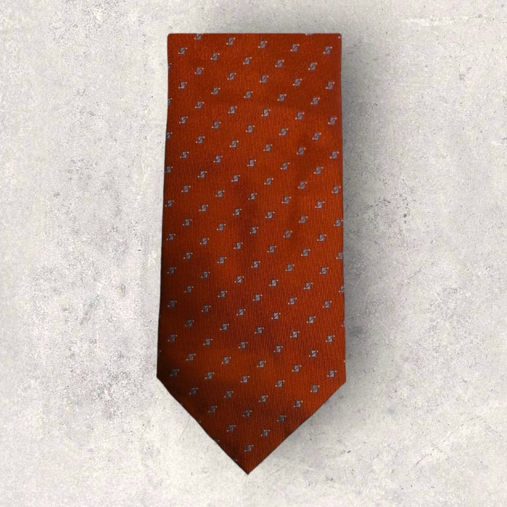 Armani Collezioni Burnt Orange Silk Tie Made In Italy